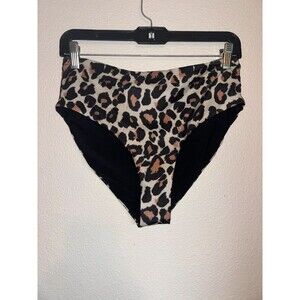 NWT High Mid Waist Image Bikini Bottoms Large Cheetah Animal Print
